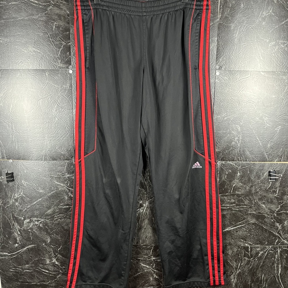 Adidas Men's Black Striped Track Pants Medium -Flaws